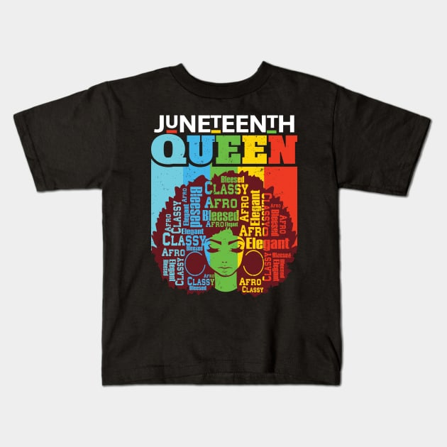 Juneteenth Queen Bleesed Kids T-Shirt by Madelyn_Frere